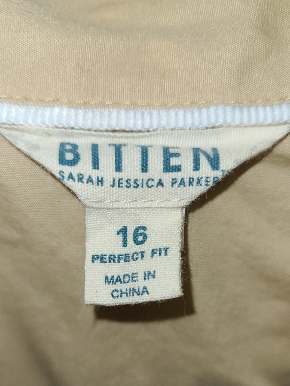 Bitten by Sarah Jessica Parker Cotton khaki Tan button down casual Shirt Dress - Picture 2 of 11